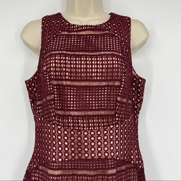 Keepsake The Label Sweet Nothing Burgundy Lace Midi Dress Size Medium - Picture 3 of 14